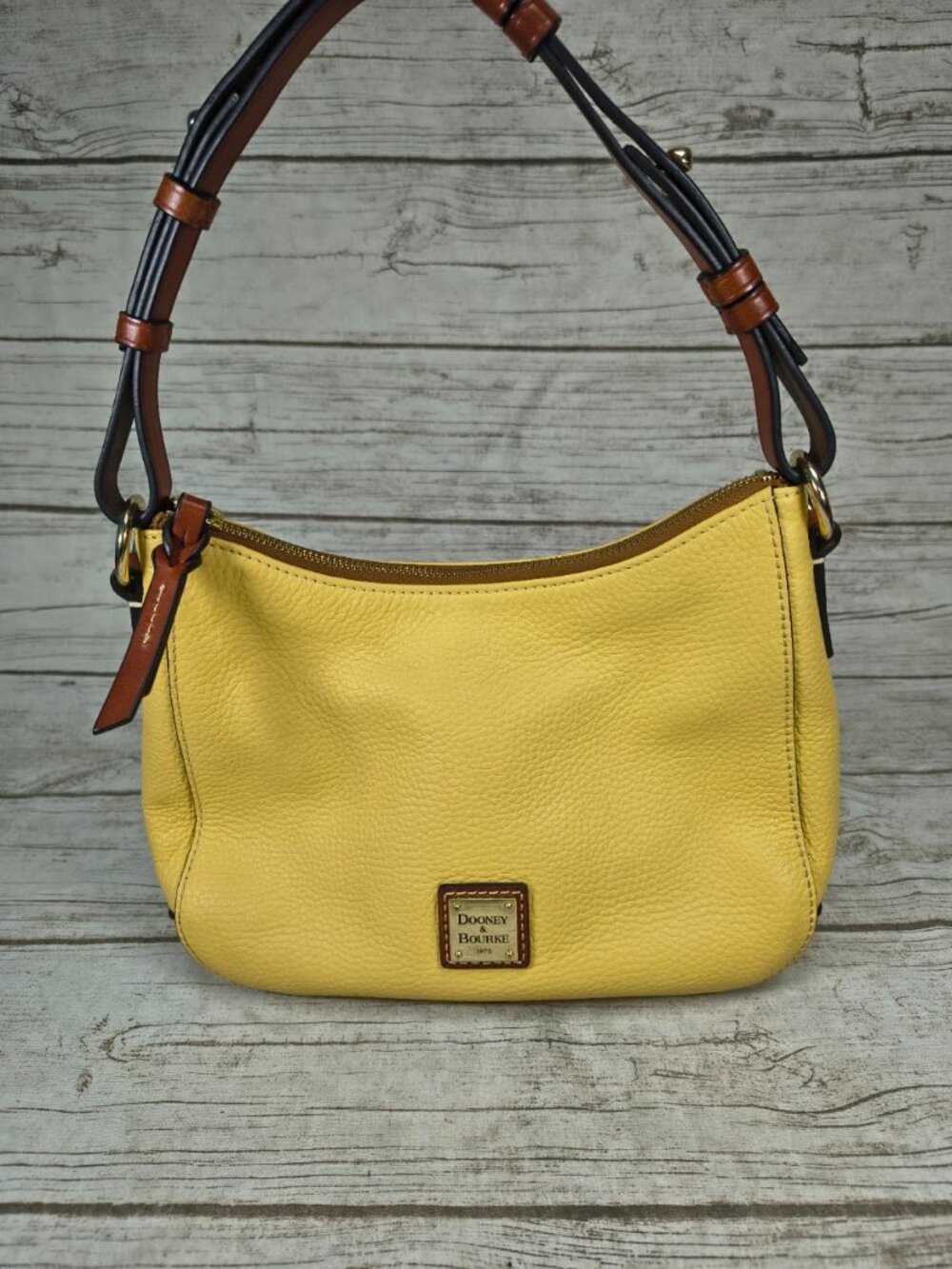 Dooney & Bourke Yellow Small Kiley Hobo Pebbled Leather Shoulder Bag - Picture 5 of 10